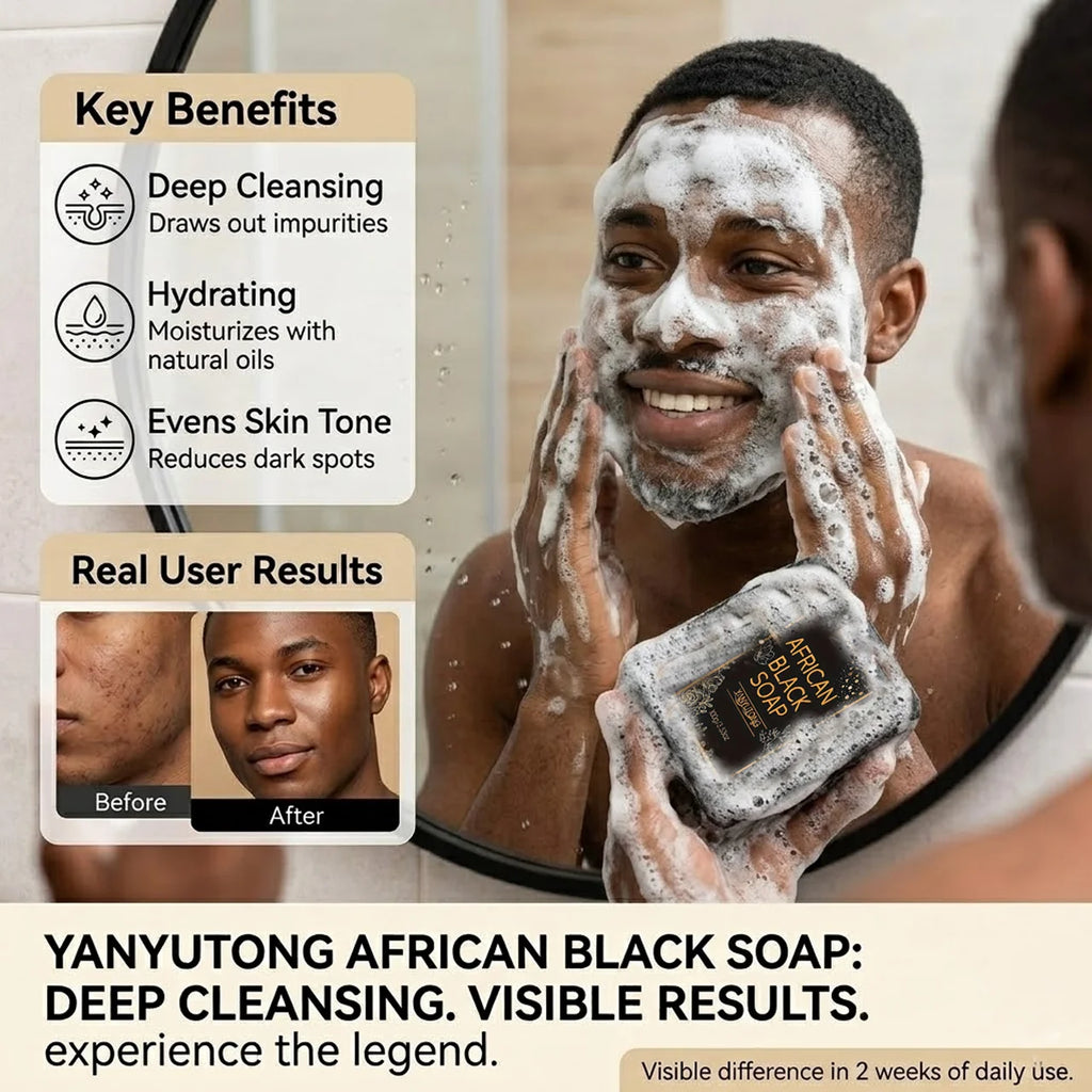African Black Soap, Contains Shea Butter Oil, Moisturizing Cleansing Soap, Deep Cleansing, Hydrates the Skin, Enhances Skin Tone