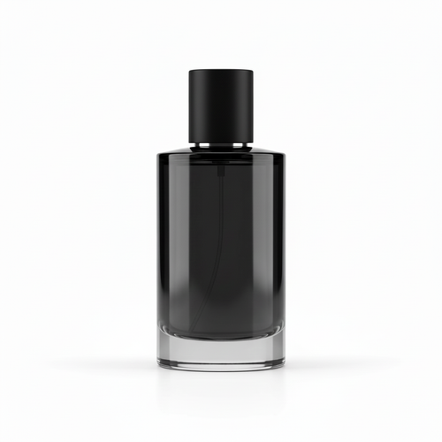 Signature Scent Set – Jasmine black elegant glass perfume bottle with black cap on white background