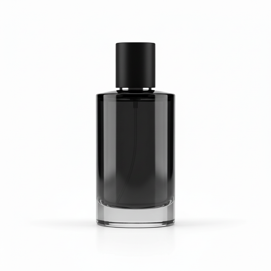 Signature Scent Set – Jasmine black elegant glass perfume bottle with black cap on white background